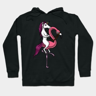 Magical Unicorn Riding A Flamingo Bird Hoodie